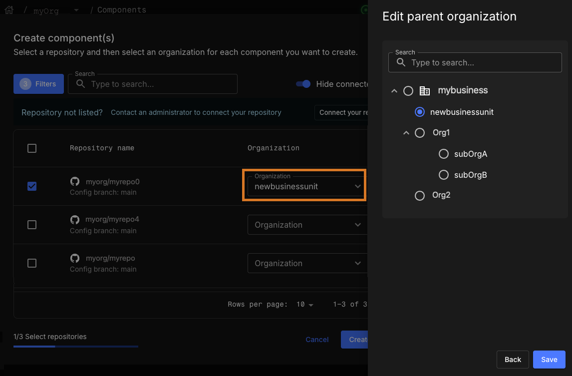Select organization